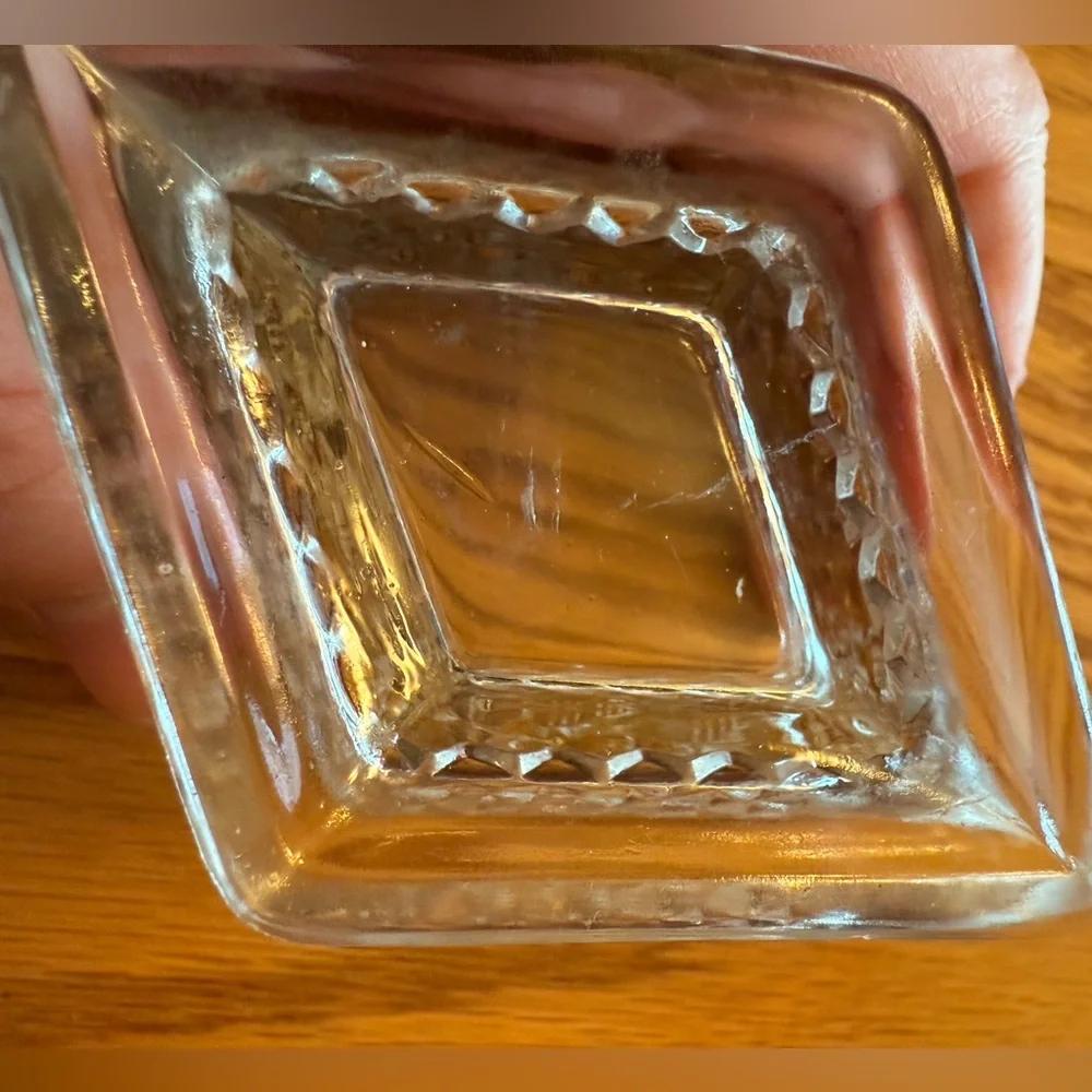 Vintage Indiana Glass Pineapple & Floral Diamond Shaped Creamer & Sugar Bowl